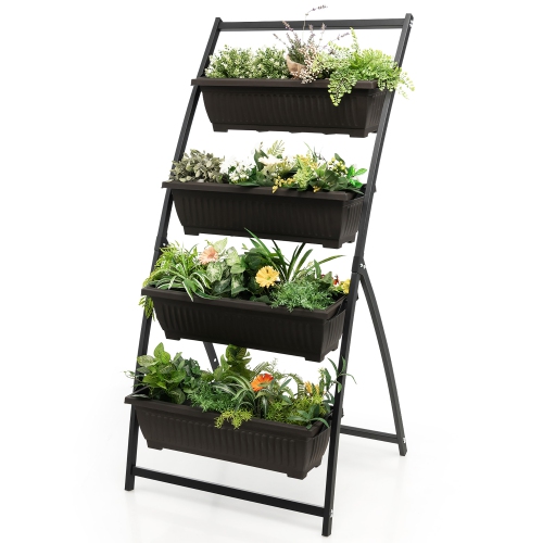 COSTWAY  5 Ft 4-Tier Vertical Raised Garden Bed Elevated Planter Box W/4 Container Boxes