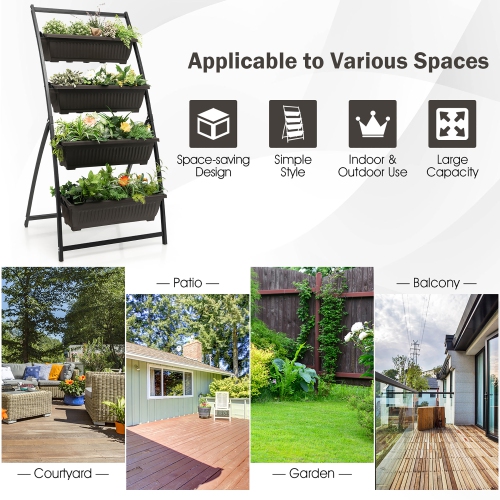 Costway 5 FT 4-Tier Vertical Raised Garden Bed Elevated Planter Box w/4 Container Boxes