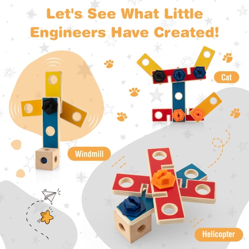 Costway Wooden Tool Bench Workbench Toy Play for Kids with Tools Set for Toddlers Ages 3 +