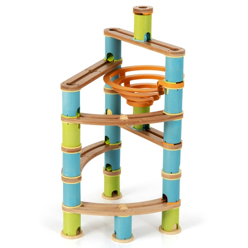 Costway Wooden Marble Run Construction 111PCS STEM Educational Learning Toys for Kid