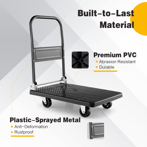 Costway Folding Push Cart Dolly Platform Hand Truck with 360° Swivel Wheels 440LBS Capacity