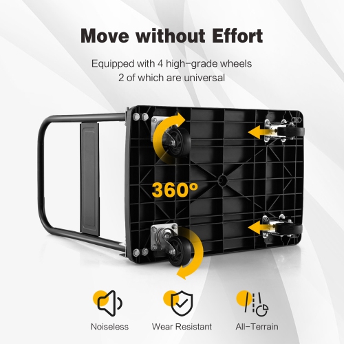 Costway Folding Push Cart Dolly Platform Hand Truck with 360° Swivel Wheels 440LBS Capacity