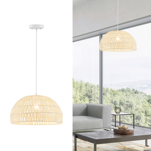 Lampe suspendue en papier de Costway avec corde de suspension réglable offerte pour les ampoules E26
