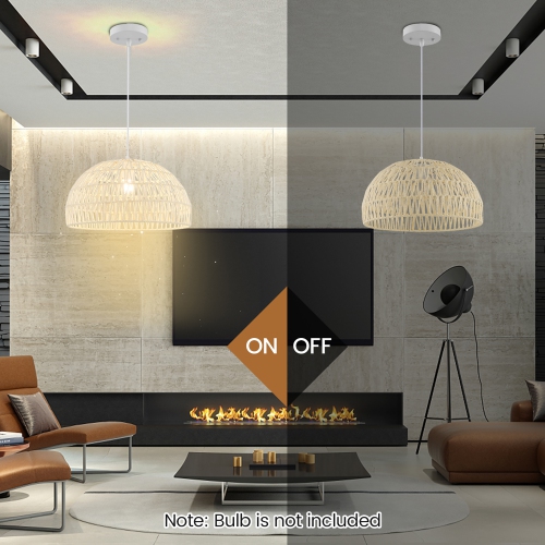 Lampe suspendue en papier de Costway avec corde de suspension réglable offerte pour les ampoules E26