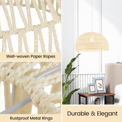 Lampe suspendue en papier de Costway avec corde de suspension réglable offerte pour les ampoules E26