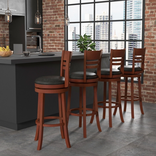 Costway Set of 4 Bar Stools Swivel Bar Height Dining Chairs with Backrests & Footrests