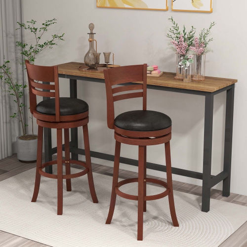 Costway Set of 4 Bar Stools Swivel Bar Height Dining Chairs with Backrests & Footrests