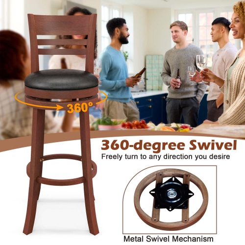 Costway Set of 4 Bar Stools Swivel Bar Height Dining Chairs with Backrests & Footrests