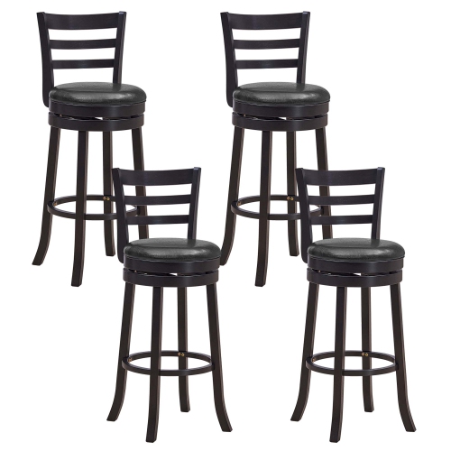 COSTWAY  Set Of 4 Bar Stools Swivel Bar Height Chairs With Pu Upholstered Seats Kitchen