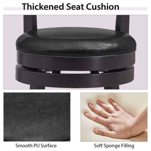 Costway Set of 4 Bar Stools Swivel Bar Height Chairs with PU Upholstered Seats Kitchen