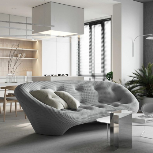 LivinVeluris Modern Shell Sofa - Moon Gray