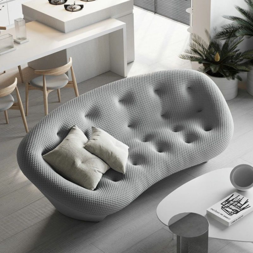 LivinVeluris Modern Shell Sofa - Moon Gray