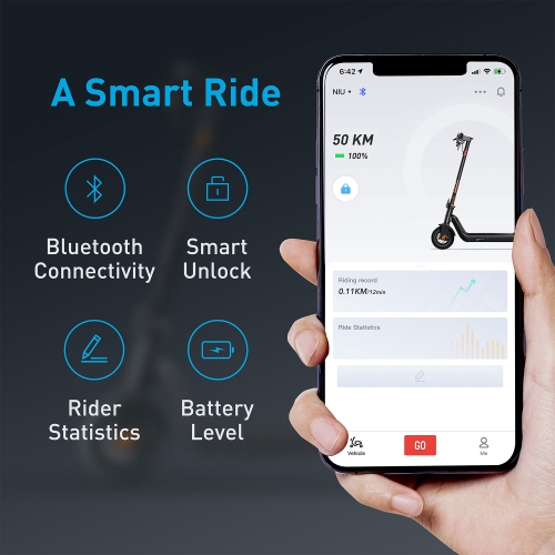 Niu KQi3 Pro 350W Electric scooter (50KM Range / Max. 32KM/H / App Connect) Black by NIU - Refurbished condition - Image 6