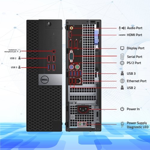 Refurbished - Dell OptiPlex 5040 SFF Desktop Computer PC | New 24-inch FHD Monitor | Intel i5 Quad-Core CPU | 32GB DDR4 RAM | 2TB SSD | Windows 10