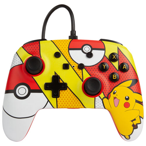 Manette avec fil améliorée de PowerA pour Switch - Pikachu