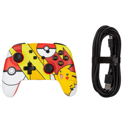 Manette avec fil améliorée de PowerA pour Switch - Pikachu