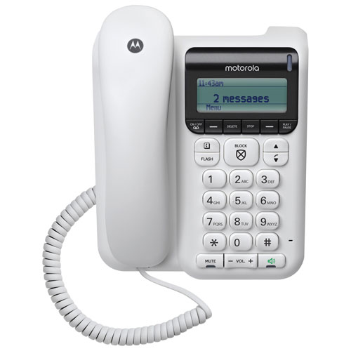 Motorola Corded Telephone With Answering Machine - White