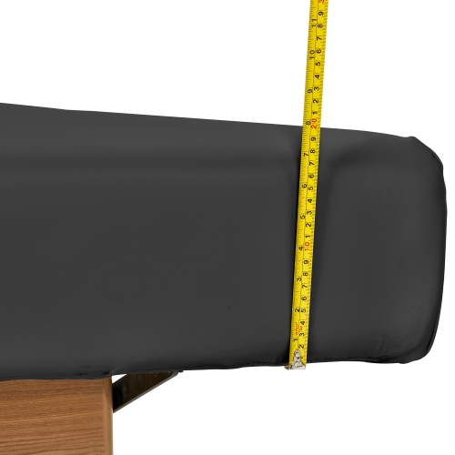 Master massage – Table beauté/lit spa plat à hauteur réglable Atlas, base chêne, dessus crème, revêtement noir interchangeable