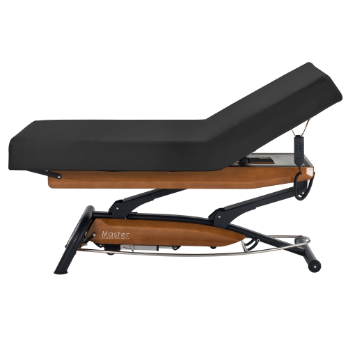 Master massage – Table beauté/base chêne/dessus crème/revêtement noir interchangeable Atlas Liftback électrique à hauteur réglable