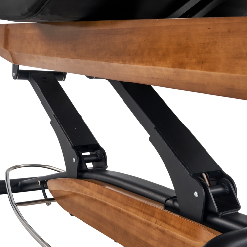 Master massage – Table beauté/lit spa réglable Atlas Deluxe à hauteur relevable électrique, base chêne, dessus crème, revêtement noir interchangeable