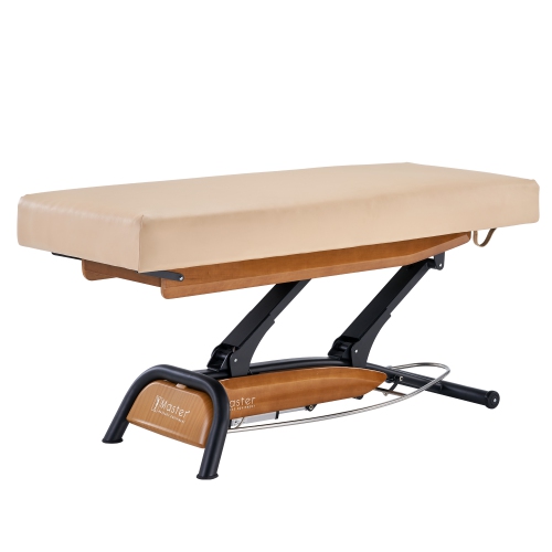 Table beauté/lit spa plat/hauteur réglable Atlas de Master massage - dessus crème/base chêne