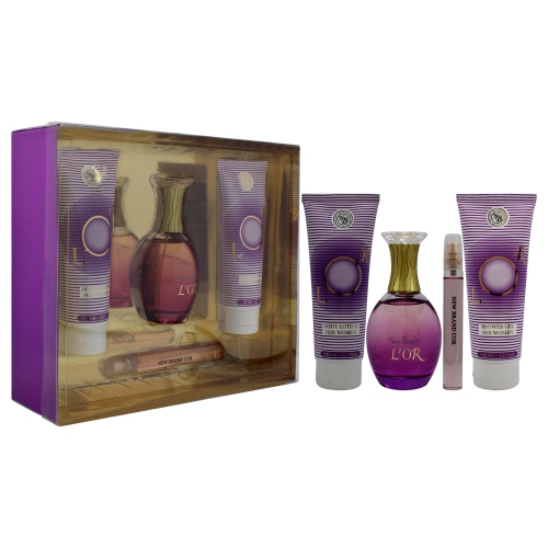 Lor by New Brand for Women - 4 Pc Gift Set 3.3oz EDP Spray, 0.5oz EDP Spray, 4.3oz Shower Gel, 4.3oz Body Lotion