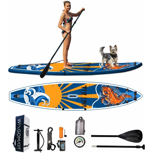 Planche à rame gonflable XL de WINGOMART avec accessoires et sac de transport de qualité supérieure 12 pi |Planche à pagaie améliorée avec 3 ailerons