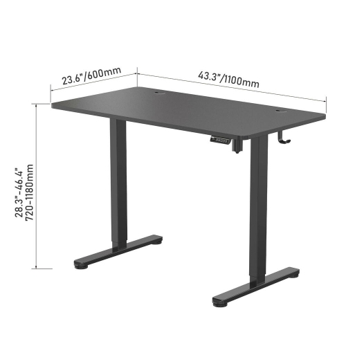 All-in-One Electric Standing Desk, Ergonomic Adjustable Sit Standing Desk Computer Desk with 43 x 24 inch Table Top(Whole-Piece Desktop, 154lbs