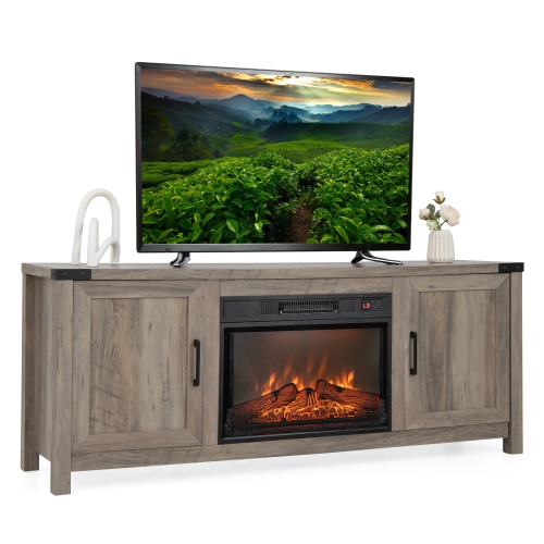 Costway 62" Fireplace TV Stand Media Console Cabinet W/23" Electric Fireplace for 70" TV