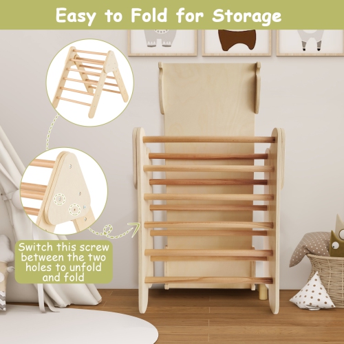 Costway 3-in-1 Kids Climber Set Toddler Wooden Play Arch with Sliding and Climbing Ramp