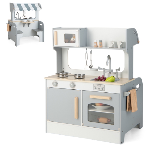 Ensemble de cuisine double face en bois 2-en-1 pour enfants de Costway