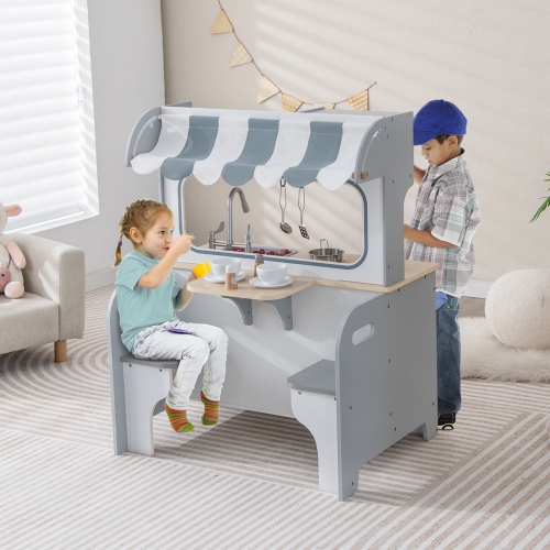 Ensemble de cuisine double face en bois 2-en-1 pour enfants de Costway