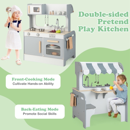 Ensemble de cuisine double face en bois 2-en-1 pour enfants de Costway
