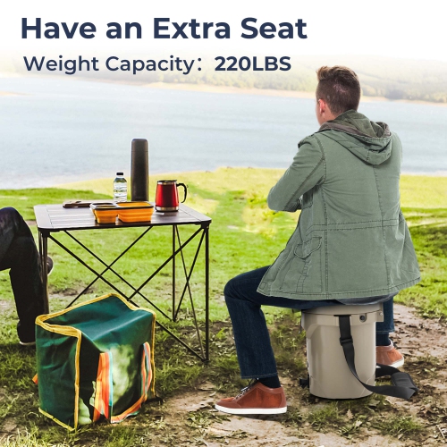 Costway 10 QT Drink Cooler Portable Insulated Ice Chest with Spigot & Shoulder Strap Beige