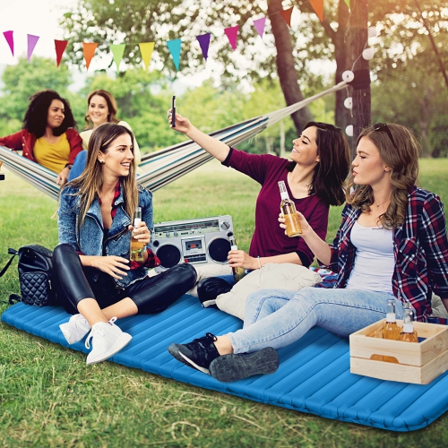 Goplus 3 Inch Inflatable Camping Sleeping Pad Waterproof & Comfortable Sleeping Mat Blue/Green