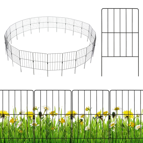 COSTWAY  25 PCs Decorative Garden Fence Rustproof Folding Metal Wire Animal Barrier