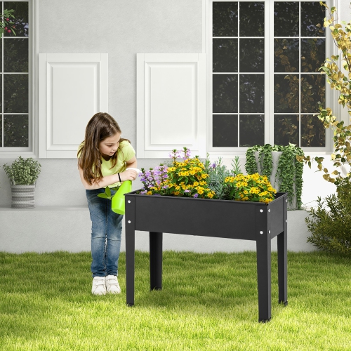 Costway 24" Raised Garden Bed with Legs Metal Elevated Planter Box Drainage Hole Backyard
