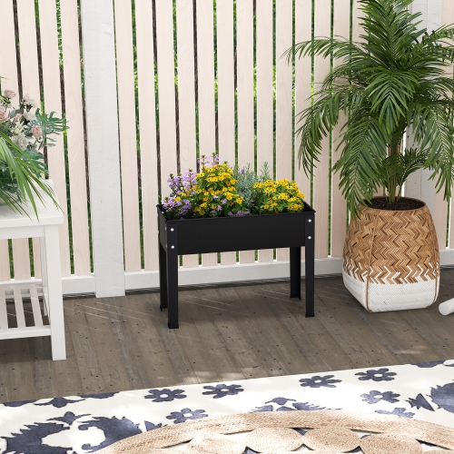 Costway 24" Raised Garden Bed with Legs Metal Elevated Planter Box Drainage Hole Backyard