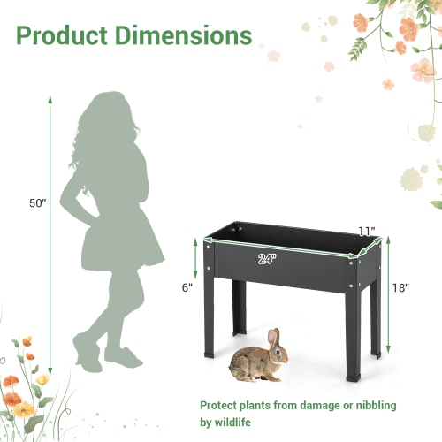 Costway 24" Raised Garden Bed with Legs Metal Elevated Planter Box Drainage Hole Backyard
