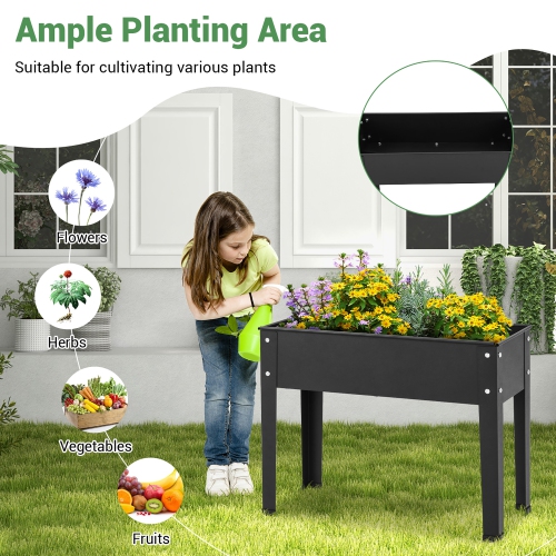 Costway 24" Raised Garden Bed with Legs Metal Elevated Planter Box Drainage Hole Backyard