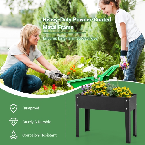 Costway 24" Raised Garden Bed with Legs Metal Elevated Planter Box Drainage Hole Backyard