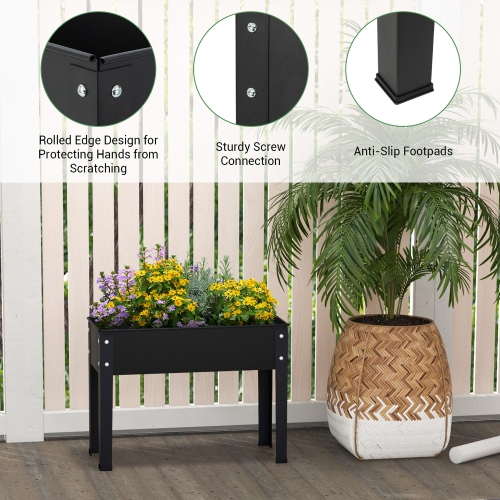 Costway 24" Raised Garden Bed with Legs Metal Elevated Planter Box Drainage Hole Backyard