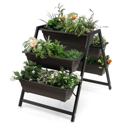 Jardinière verticale à 3 niveaux avec bac de jardinage surélevé de 31 po de haut avec 5 boîtes à plantes d'intérieur et d'extérieur de Costway