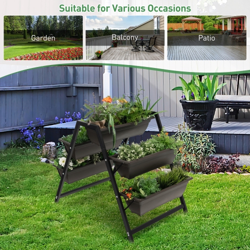 Costway 31"H Raised Garden Bed 3-Tier Vertical Planter w/5 Plant Boxes Indoor Outdoor