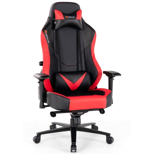 Goplus Gaming Chair 360° Swivel Computer Reclining Height Adjustable 4D Armrest Red