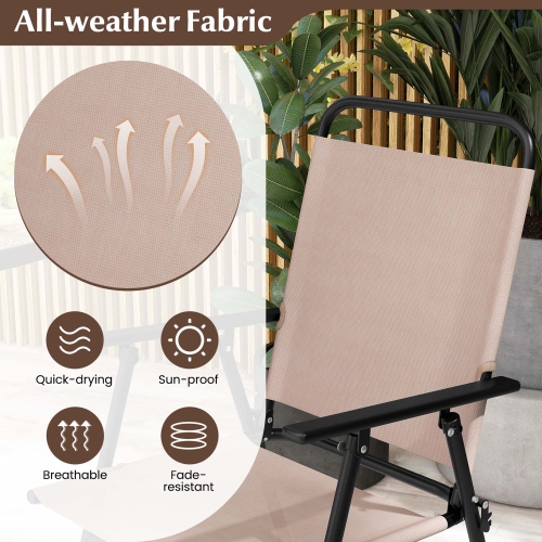 Costway 3PCS Patio Bistro Set Folding Chairs Round Bar Table with 1.6" Umbrella Hole Yard