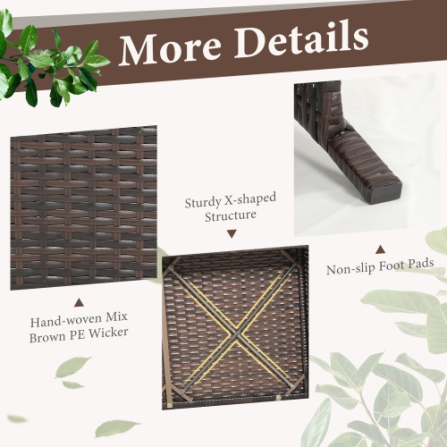 Costway 2PCS Patio Rattan Wicker Love-seat Coffee Table Set Cushioned Bench Garden Deck