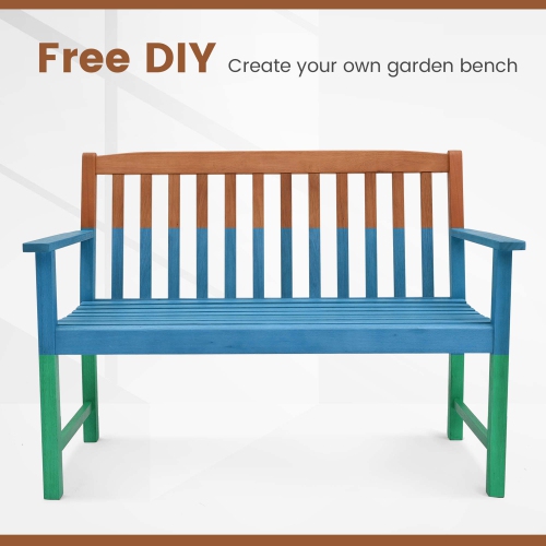 Costway 2-Person Outdoor Garden Wood Bench with Backrest Armrests for Yard Porch