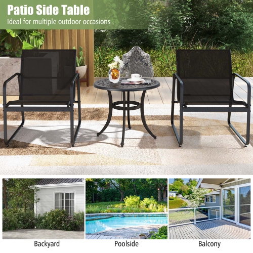 Costway 24" Patio Side Table with Adjustable Footpads Round Cast Aluminum End Table