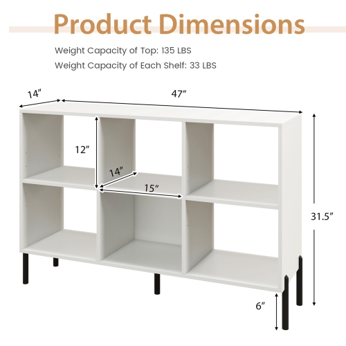 Costway 6 Cube Storage Shelf Organizer Bookcase Square Cubby Cabinet Bedroom